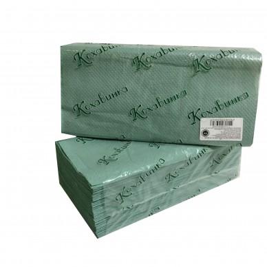 Рушники паперові V-V складання ТМ “Кохавинка” одношарові 170шт. тиснені, листові 230х250 мм зелені.